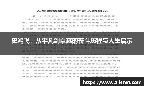 史鸿飞：从平凡到卓越的奋斗历程与人生启示